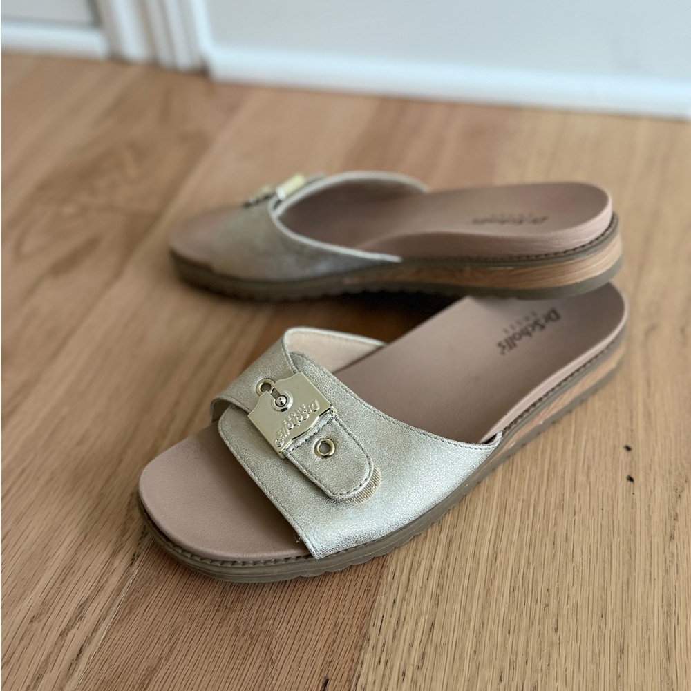Dr. Scholl's Buckle Slide Sandals Island Icon Silver Metallic 7.5 $80 - Picture 5 of 8